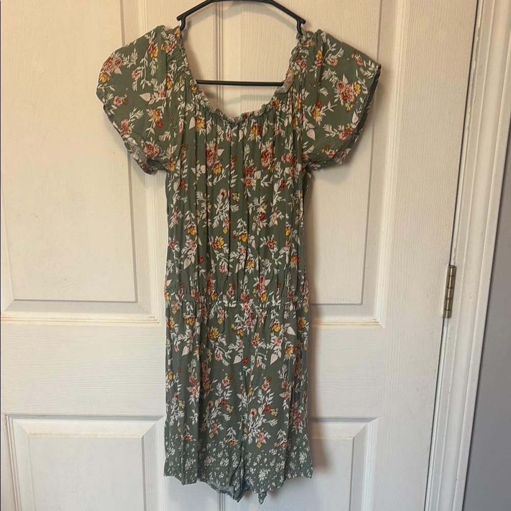 Floral Green Short Sleeve Dress
